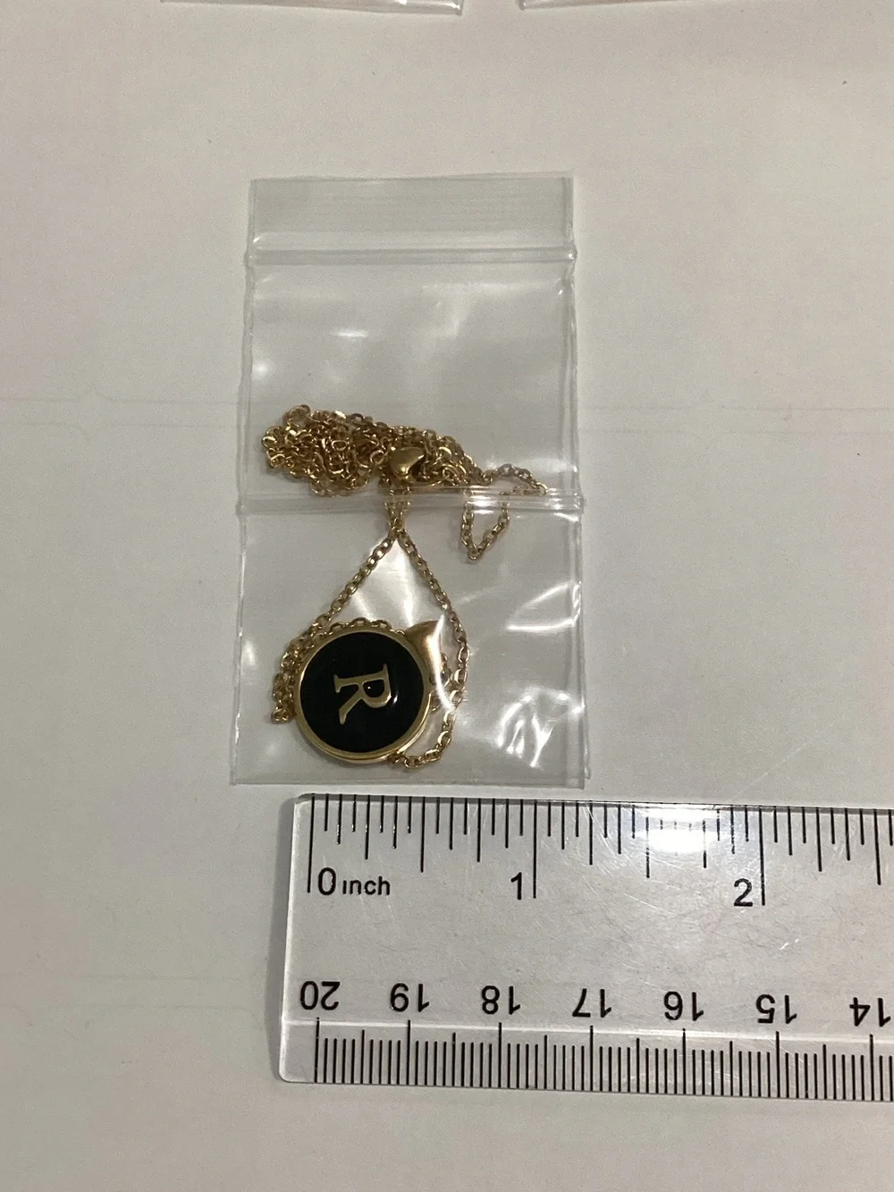 Gold-Tone Black Enamel Initial 'R' Pendant Necklace